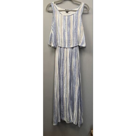 Robert Louis Dress Women's Small‎ Sleeveless Watercolor Blue Blouson Lined Maxi - Picture 1 of 6